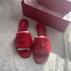Valentino Flat Roman Stud Slide Sandals
